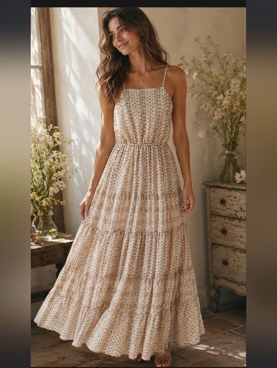 Riley + James Dresses & Skirts - Riley & James Romantic Cottagecore Floral Tiered Maxi Dress | Size Small